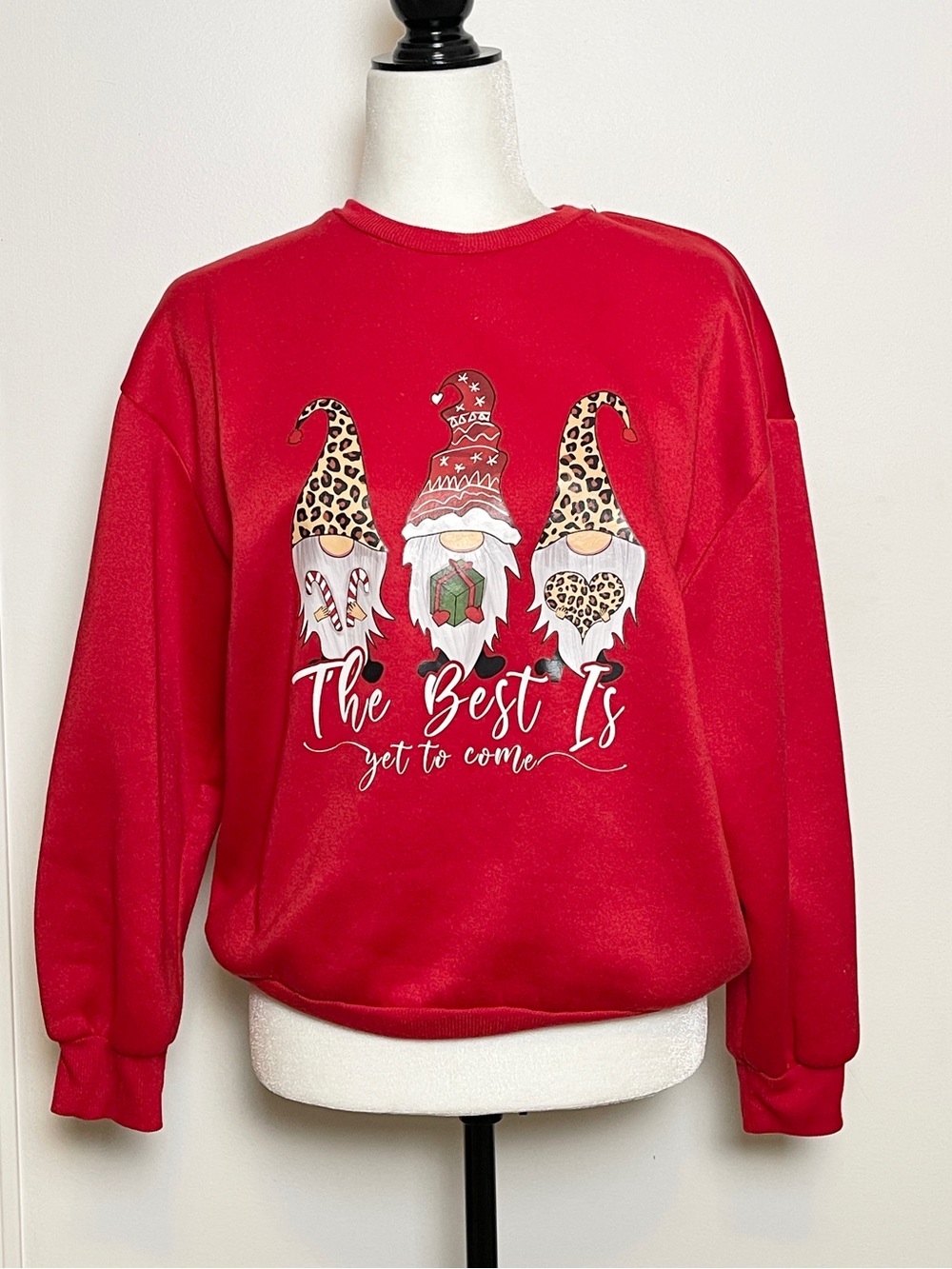 SHEIN Red Holiday Gnome Graphic Sweatshirt - Unbranded Women’s Sweater